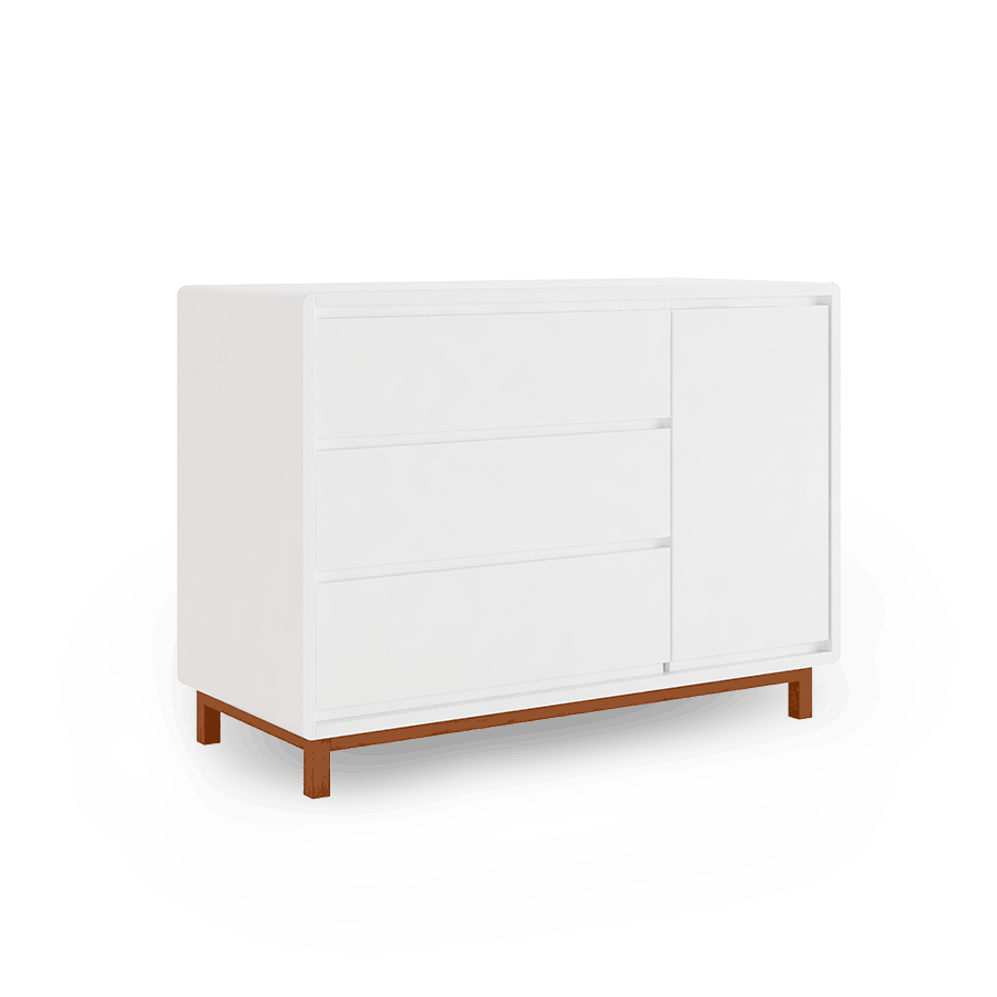 Cômoda de Bebê Nord Com Porta Branco e Pé Jequitibá