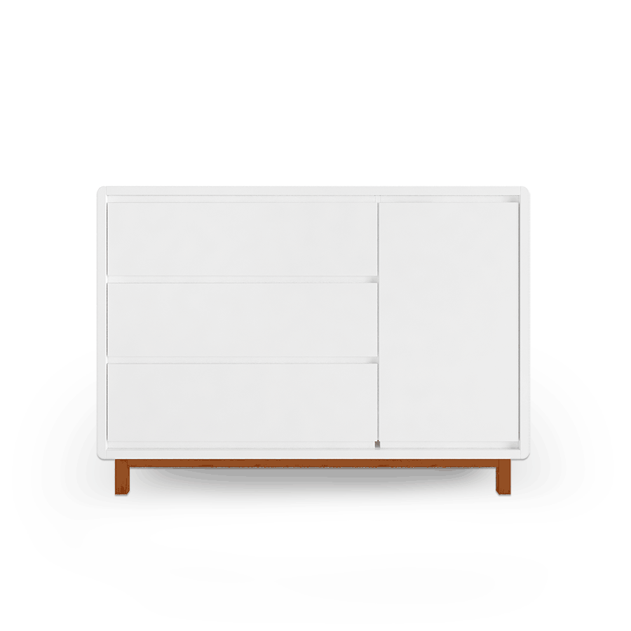 Cômoda de Bebê Nord Com Porta Branco e Pé Jequitibá