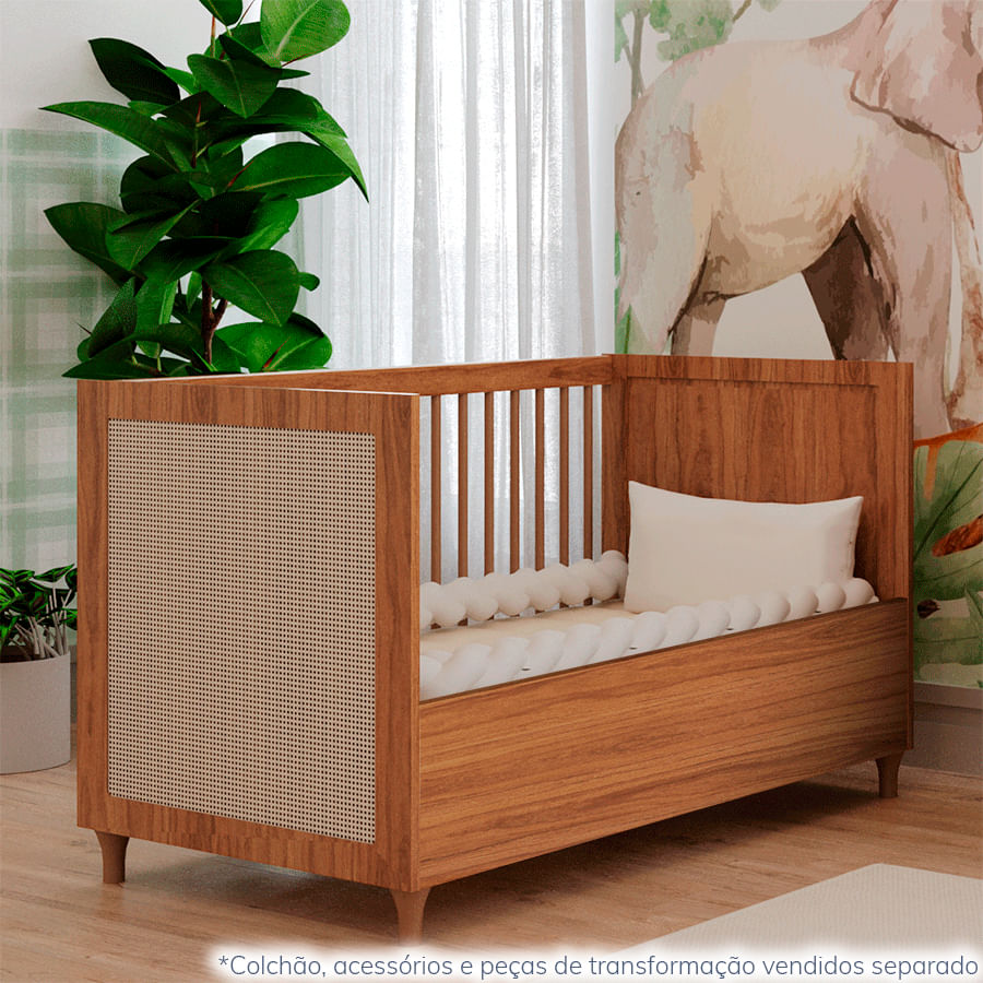 Berço Haus Nature Com Palha 3 em 1 - Freijó