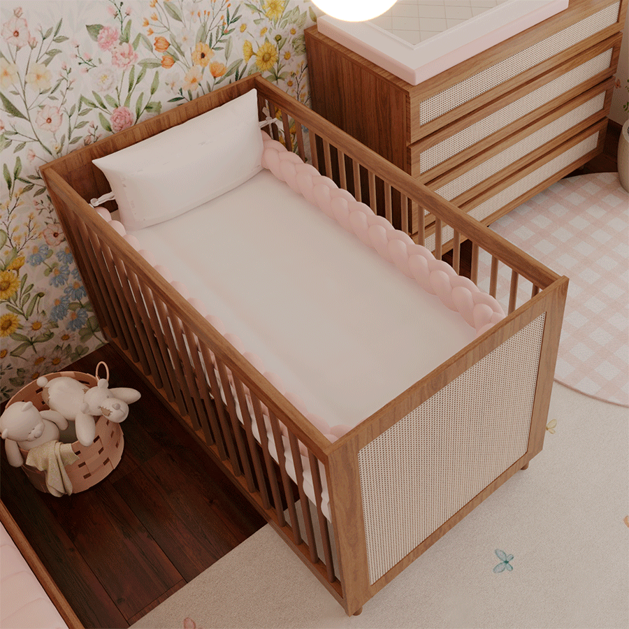 Berço Haus Nature Com Palha 3 em 1 - Freijó