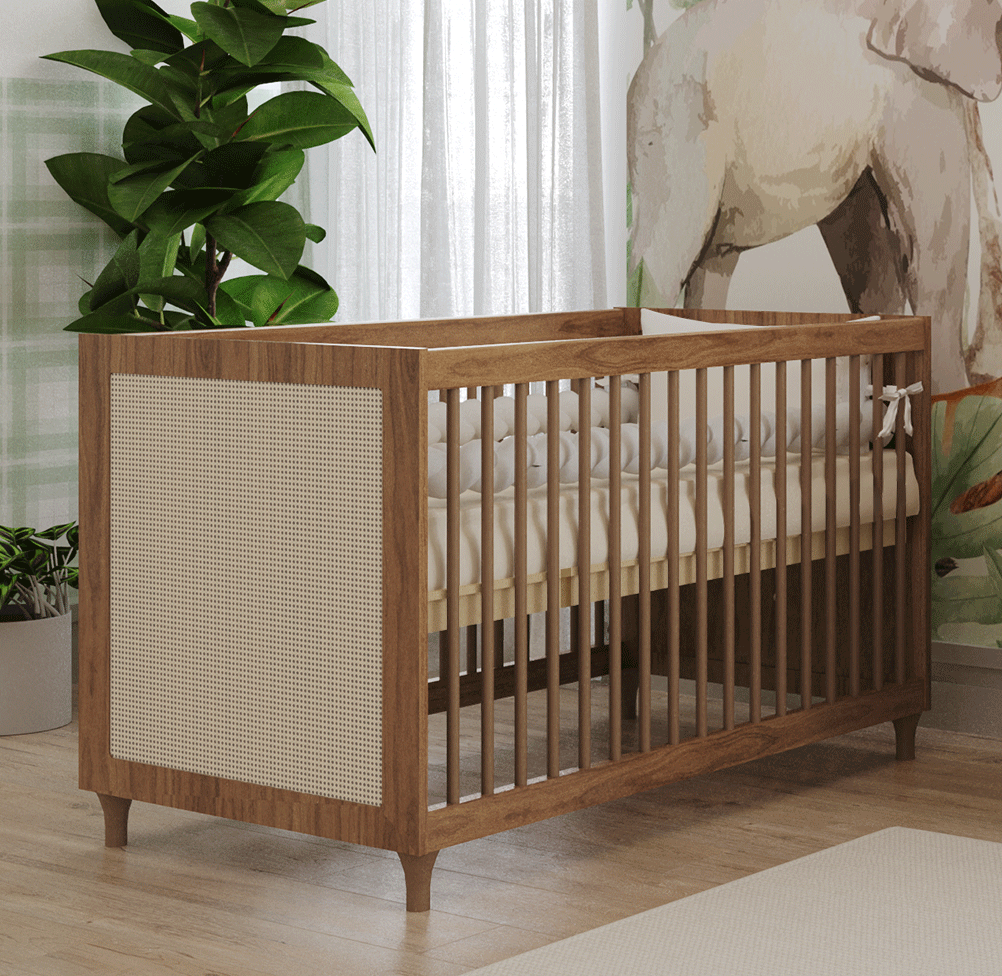 Berço Haus Nature Com Palha 3 em 1 - Freijó