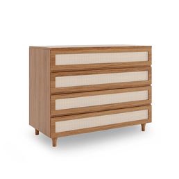 Cômoda de Bebê Haus Nature com Palha e 4 Gavetas  110cm - Freijó