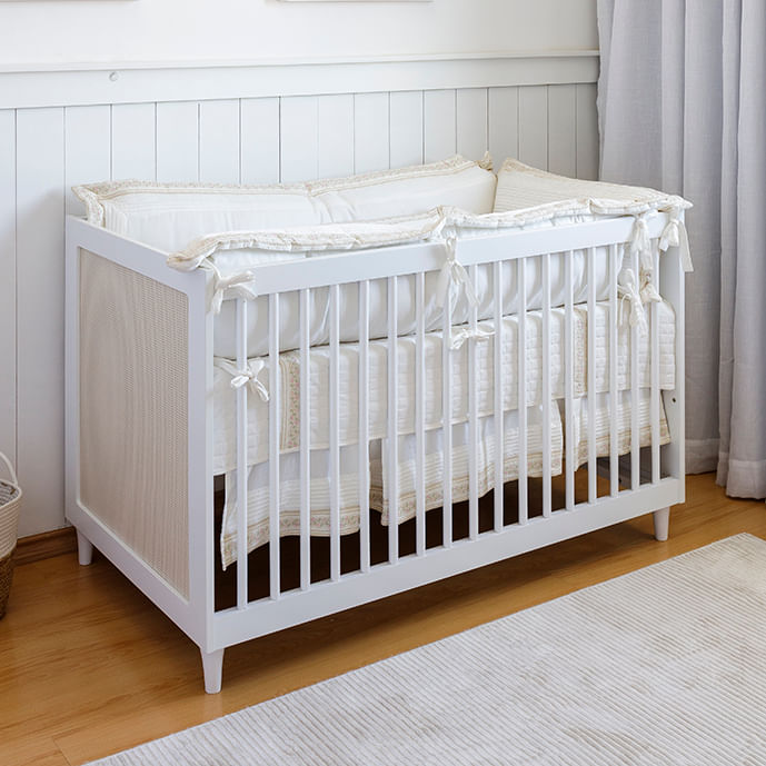 Berço Haus Nature Com Palha 3 em 1 - Branco