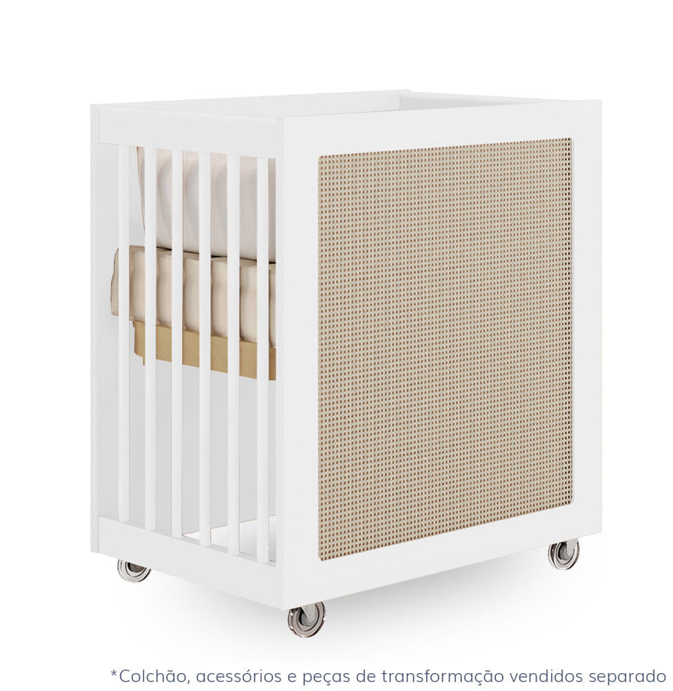 Berço Haus Nature Com Palha 3 em 1 - Branco
