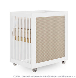 Berço Haus Nature Com Palha 3 em 1 - Branco