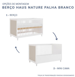 Berço Haus Nature Com Palha 3 em 1 - Branco
