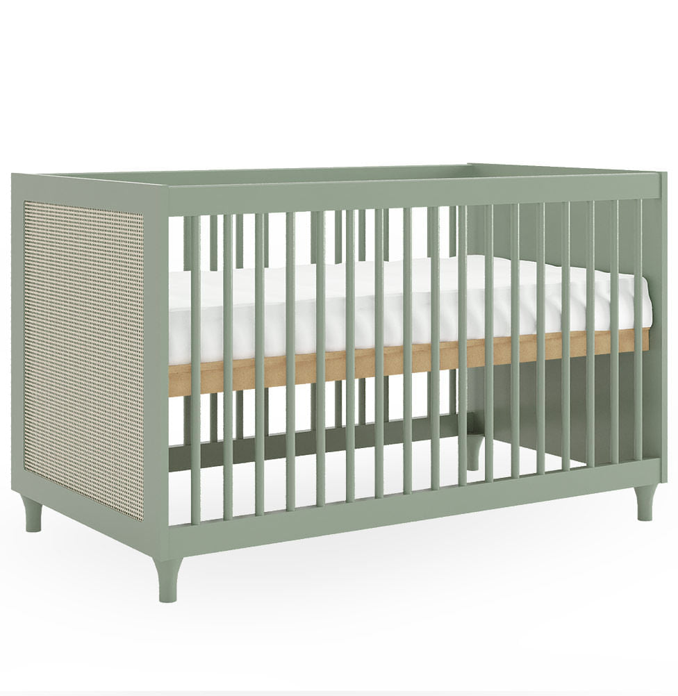 Berço Haus Nature Com Palha 3 em 1 - Verde Jardim