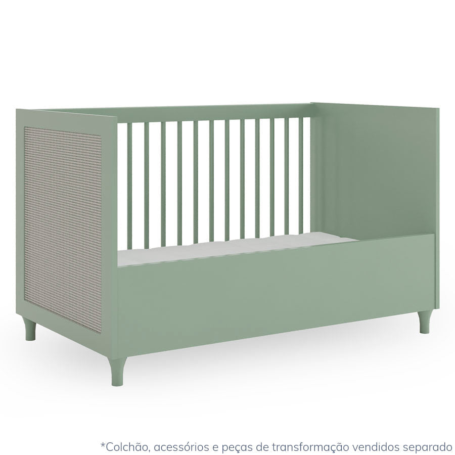 Berço Haus Nature Com Palha 3 em 1 - Verde Jardim