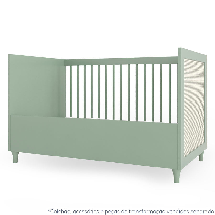 Berço Haus Nature Com Palha 3 em 1 - Verde Jardim