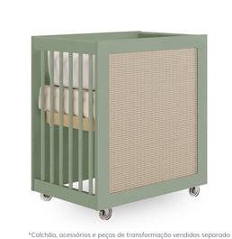 Berço Haus Nature Com Palha 3 em 1 - Verde Jardim