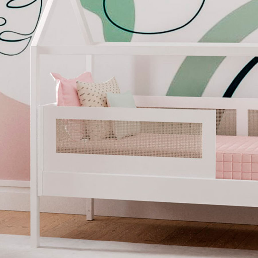 Grade Frontal Para Cama Haus Nature Com Palha - Branco