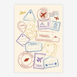Quadro Infantil Selos de Viagem Colors - Vertical