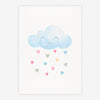 Quadro Infantil Nuvem com Corações Aquarela - Vertical