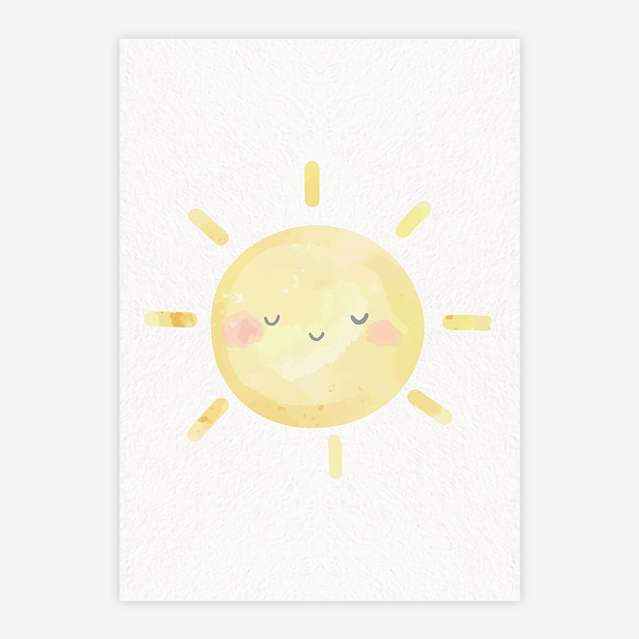 Quadro Infantil Sol Aquarela - Vertical