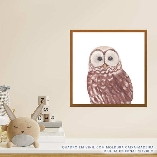 Quadro Infantil Coruja Aquarela - Quadrado