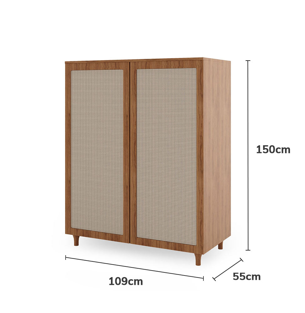Roupeiro Haus Nature 2 Portas Com Palha - Freijó
