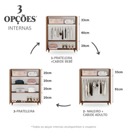 Roupeiro Haus Nature 2 Portas Com Palha - Freijó