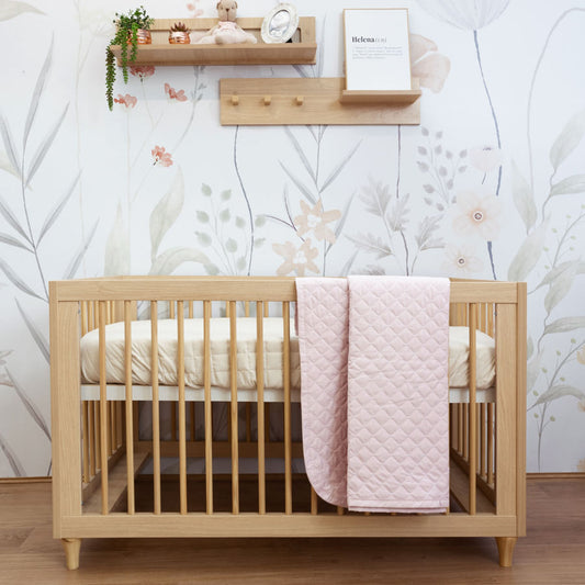 Colcha Para Berço Quadradinho Poá - Rosa Nuvem