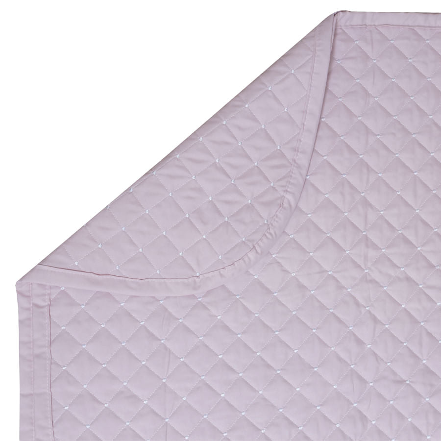 Colcha Para Berço Quadradinho Poá - Rosa Nuvem