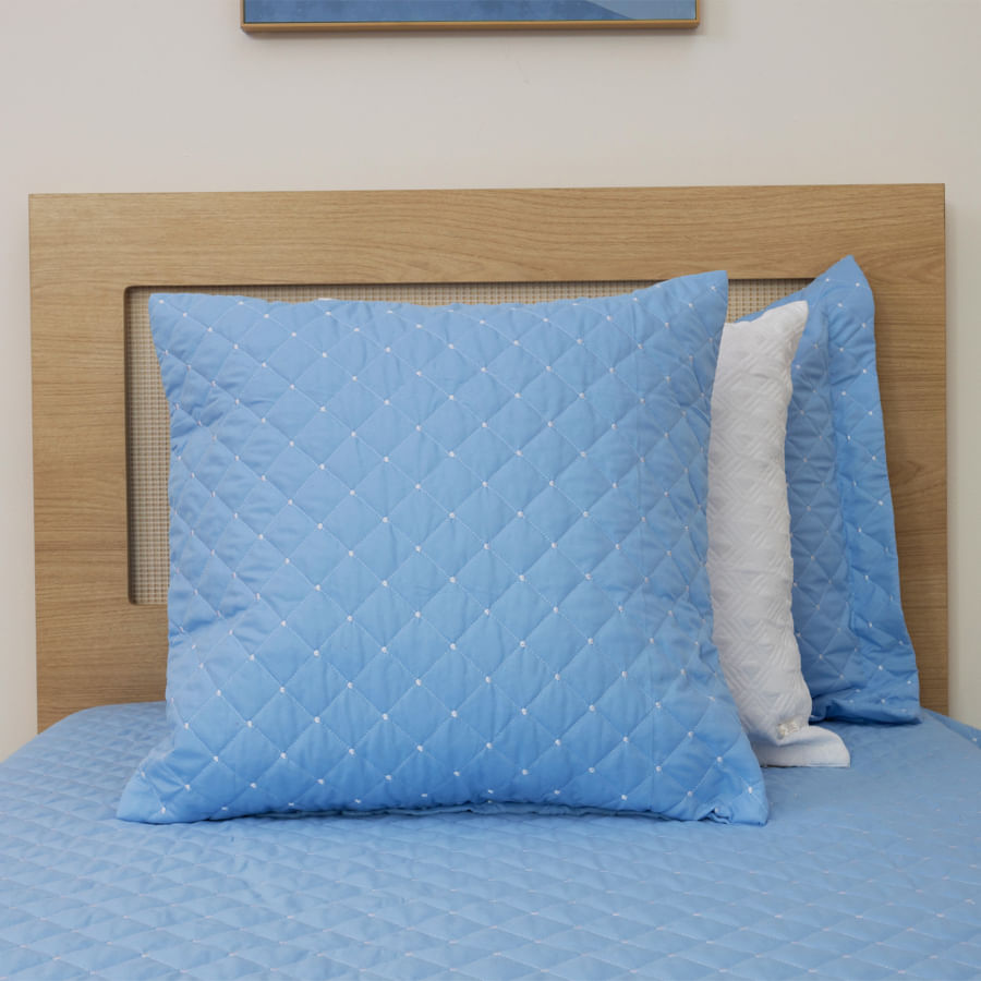 Capa de Almofada Quadradinho Poá 50cm x 50cm - Azul Claro