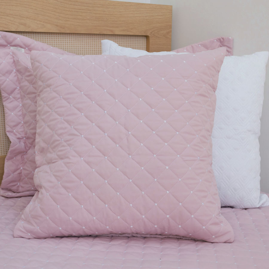 Capa de Almofada Quadradinho Poá 50cm x 50cm - Rosa Nuvem