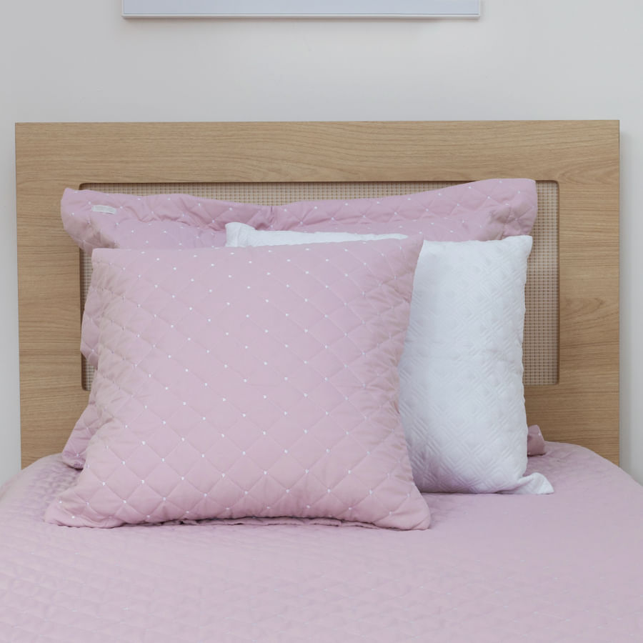 Capa de Almofada Quadradinho Poá 50cm x 50cm - Rosa Nuvem