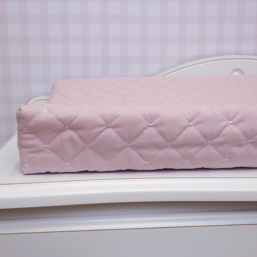 Trocador Quadradinho Com Poá - Rosa Nuvem