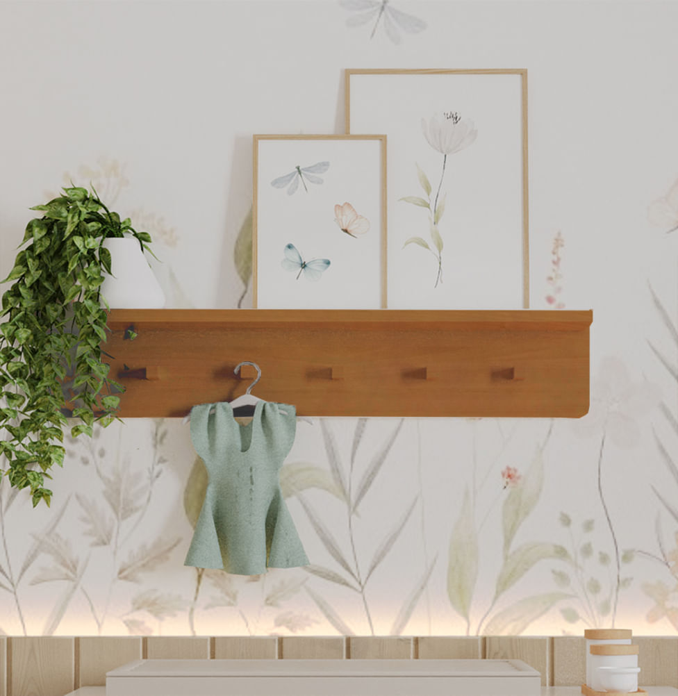 Prateleira Nord Com Ganchos - Jequitibá