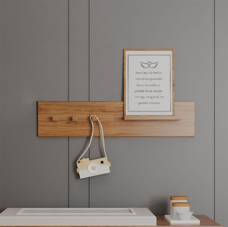 Prateleira Haus Nature com Ganchos - Freijó