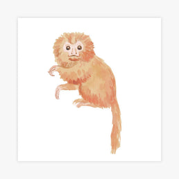 Quadro Infantil Mico Leão Dourado Aquarela - Quadrado