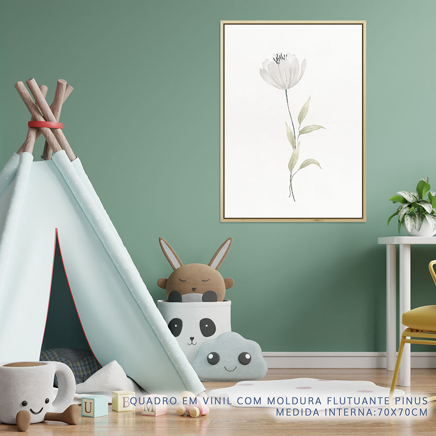 Quadro Infantil Flor do Outono Branca - Vertical