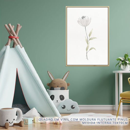 Quadro Infantil Flor do Outono Branca - Vertical
