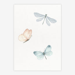 Quadro Infantil Libélulas e Borboleta - Vertical