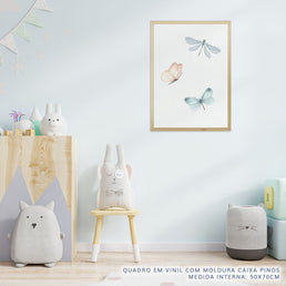 Quadro Infantil Libélulas e Borboleta - Vertical