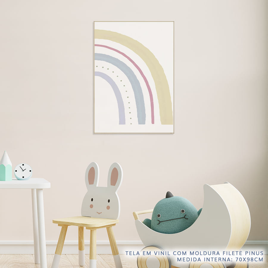 Quadro Infantil Arco Íris Amarelo Direita - Vertical