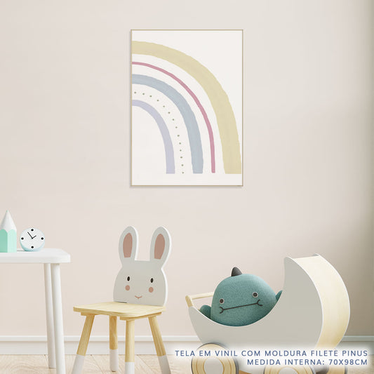 Quadro Infantil Arco Íris Amarelo Direita - Vertical