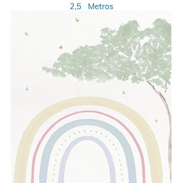 Papel de Parede Infantil Arco Íris com Árvore Aquarela - Mural