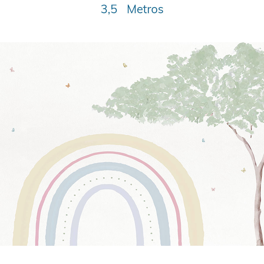 Papel de Parede Infantil Arco Íris com Árvore Aquarela - Mural