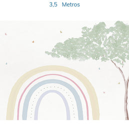 Papel de Parede Infantil Arco Íris com Árvore Aquarela - Mural