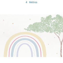 Papel de Parede Infantil Arco Íris com Árvore Aquarela - Mural