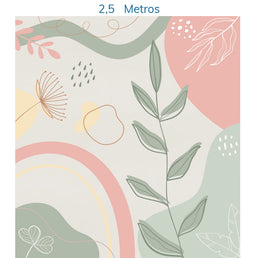 Papel de Parede Infantil Abstrato Folhas Tons Terrosos - Mural