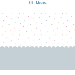 Papel de Parede Infantil Corações Coloridos com Cerca Azul - Mural