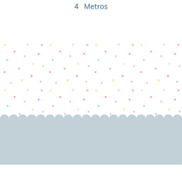 Papel de Parede Infantil Corações Coloridos com Cerca Azul - Mural
