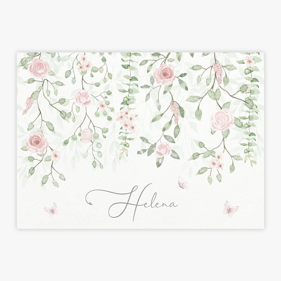 Quadro Infantil Nome Jardim Suspenso Com Flores - Horizontal