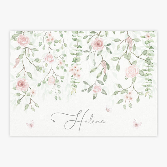 Quadro Infantil Nome Jardim Suspenso Com Flores - Horizontal