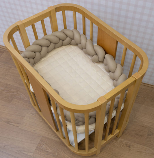 Kit Trança e Colcha Com Elástico Para Mini Berço - Bege