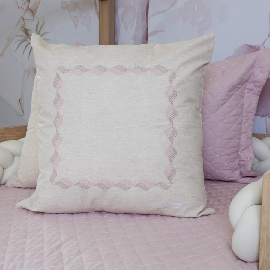 Capa de Almofada Linho Onda 50cm x 50cm - Rosa Nuvem