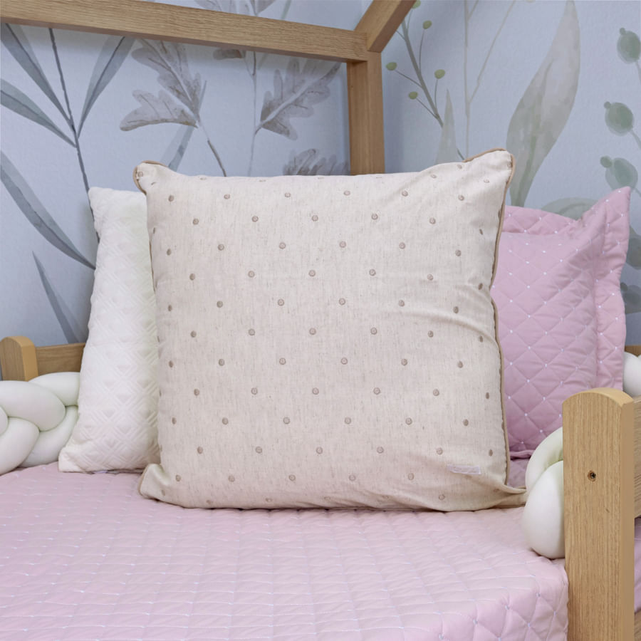 Capa de Almofada Linho Poá 50cm x 50cm - Bege