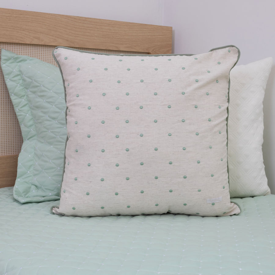 Capa de Almofada Linho Poá 50cm x 50cm - Verde Malva