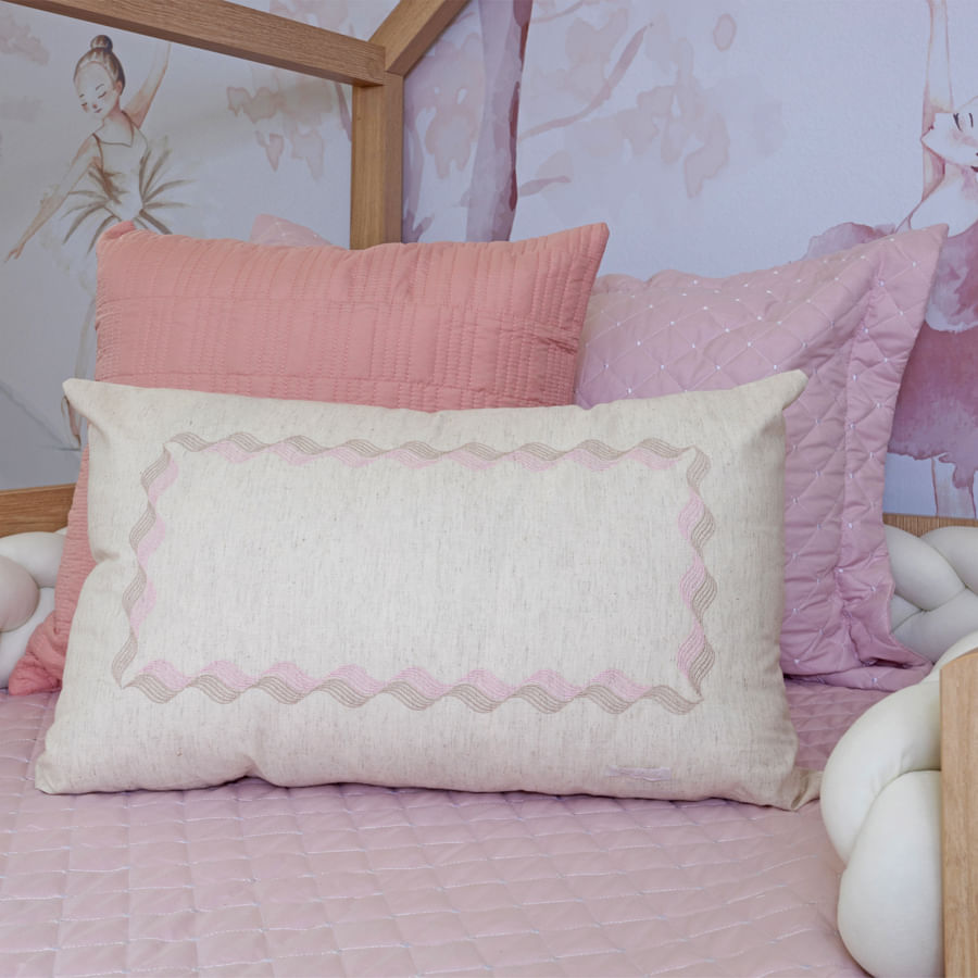 Capa de Almofada Linho Onda 60cm x 40cm - Rosa Nuvem